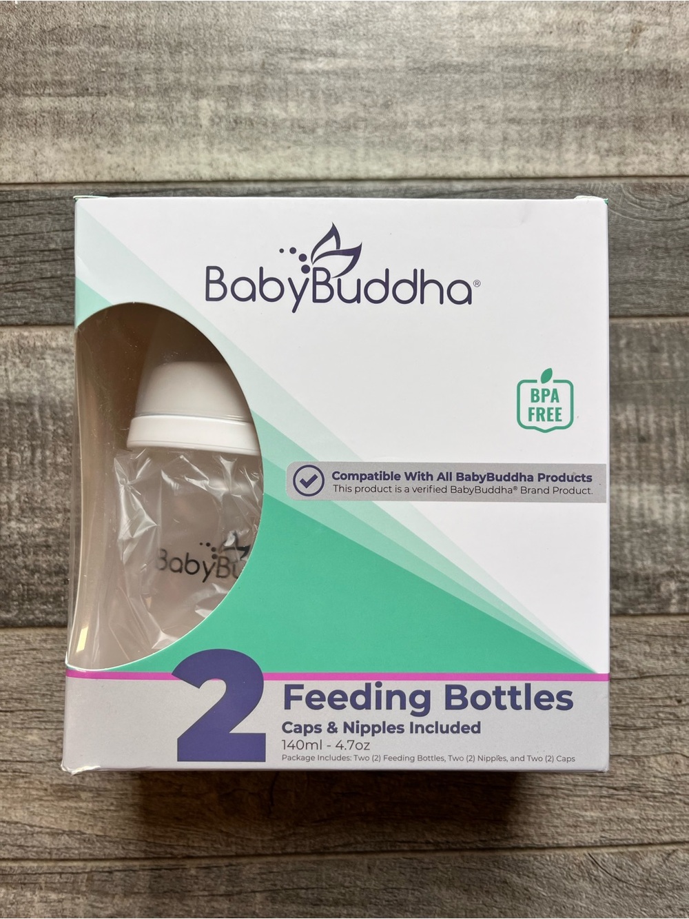 BabyBuddha White & Mint Feeding Bottles - 2 Pack